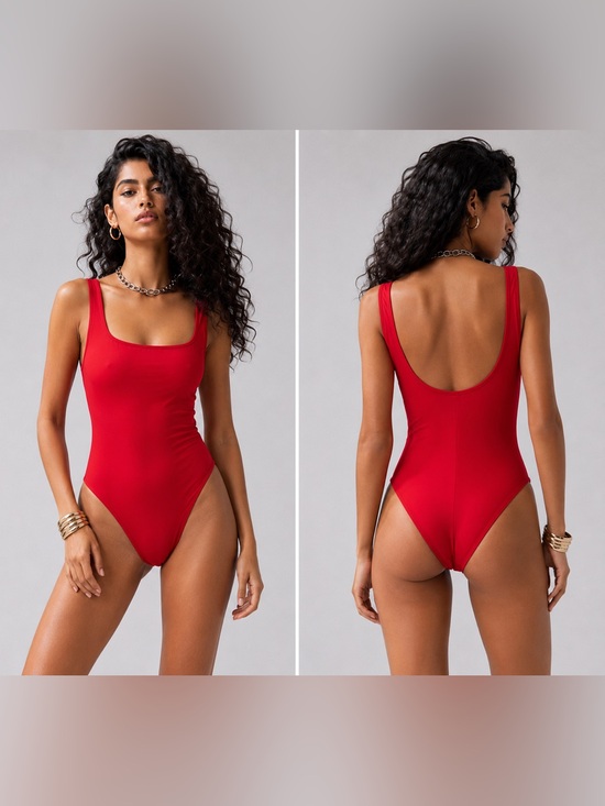 Wolf & Whistle Other - Wolf & Whistle Fuller Bust Red One-Piece Swimsuit